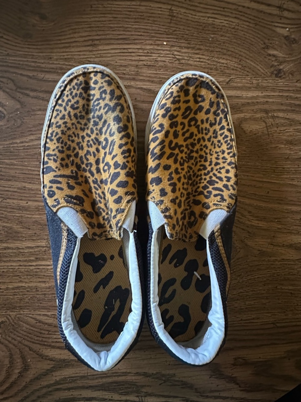 Nike Leopard Print Slip-On Sneakers in Tan and Black